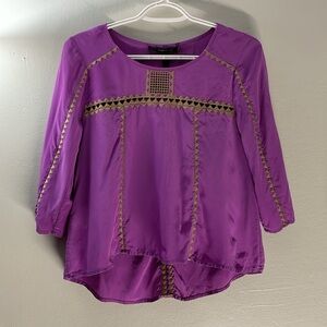 BCBGmaxaria silk quarter sleeve shirt XXS NWOT